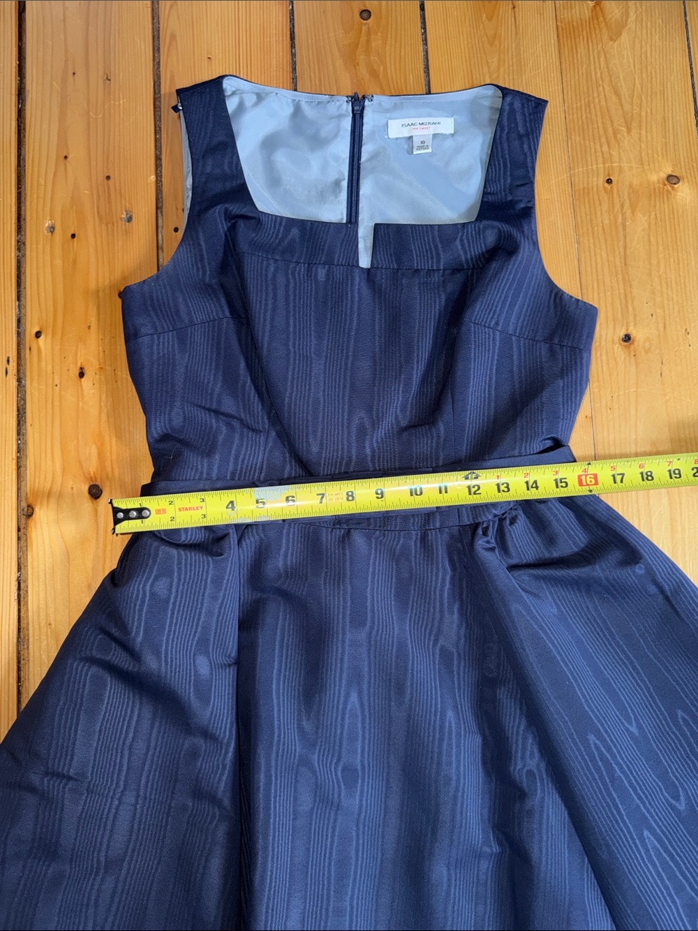Isaac Mizrahi Navy Textured Fit-and-Flare Midi Dress with Belt - Picture 7 of 7
